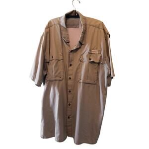 Columbia Omni Shade Fishing Shirt Mens XXLarge Green White Gingham Vented